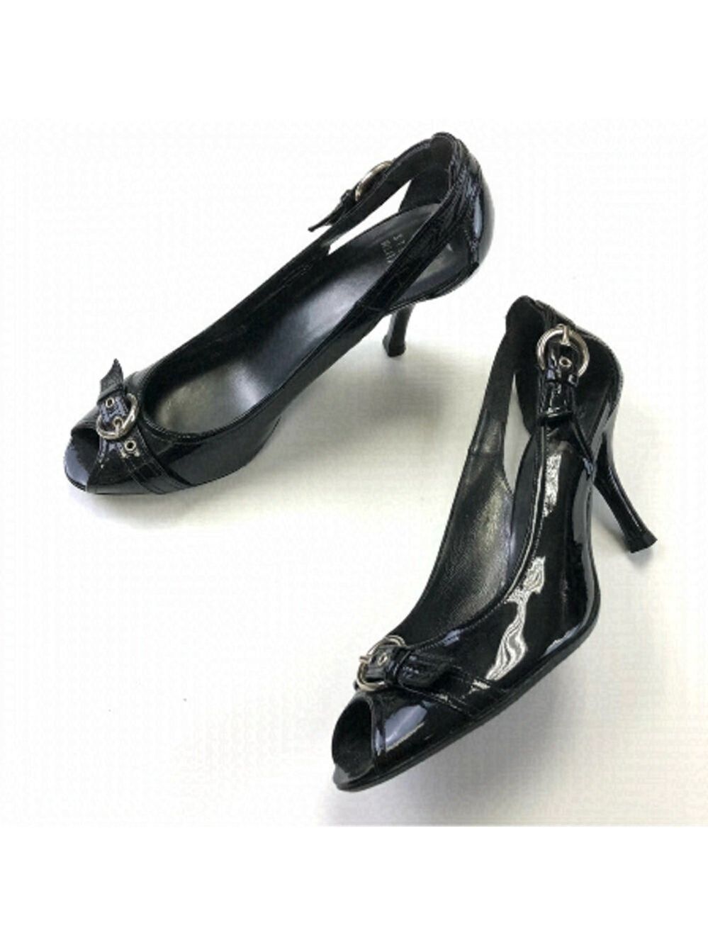 STUART Weitzman patent heels patent pumps with buckle and cutout detail Size 8.5